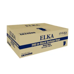 ELKA 240L HEAVY DUTY BLACK GARBAGE BAGS CARTON OF 100 (ROLL)