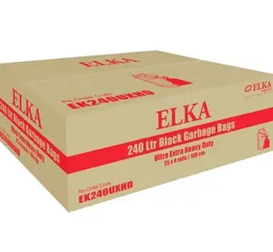 ELKA 240L ULTRA EXTRA HEAVY DUTY GARBAGE BAGS CARTON OF 100 (ROLL)