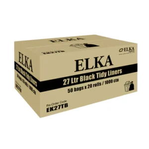 ELKA 27L BLACK TIDY LINERS ON ROLLS CARTON OF 1000 (ROLL)