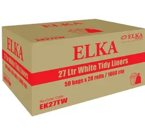 ELKA 27L WHITE TIDY LINERS ON ROLLS CARTON OF 1000 (ROLL)