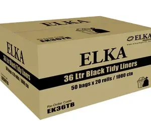 ELKA 36L BLACK TIDY LINERS ON ROLLS CARTON OF 1000 (ROLL)