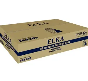 ELKA 82L HEAVY DUTY BLACK GARBAGE BAGS CARTON OF 200 (ROLL)