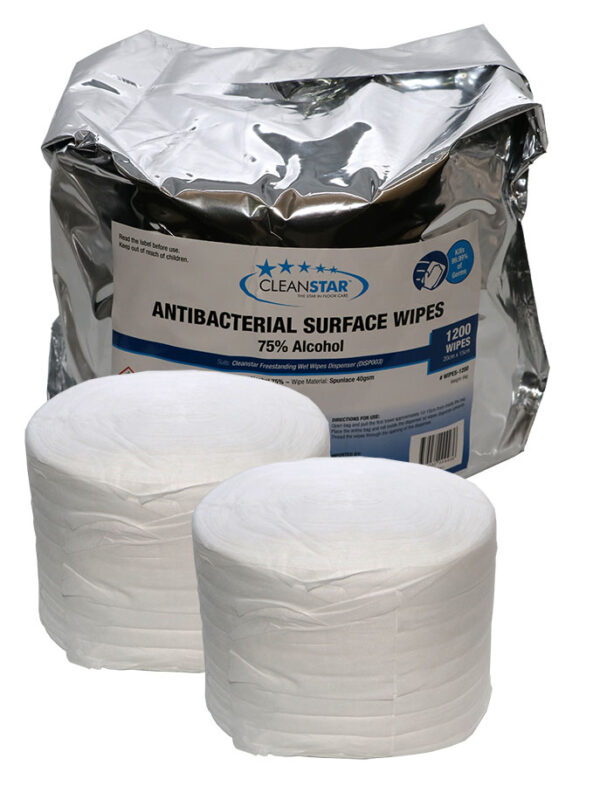 Cleanstar Wipes 1200 ROLL 2pk 75%ALC