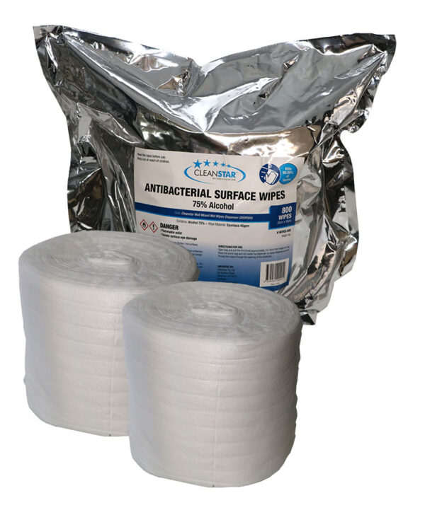 Cleanstar Wipes 800 ROLL 2pk 75%ALC