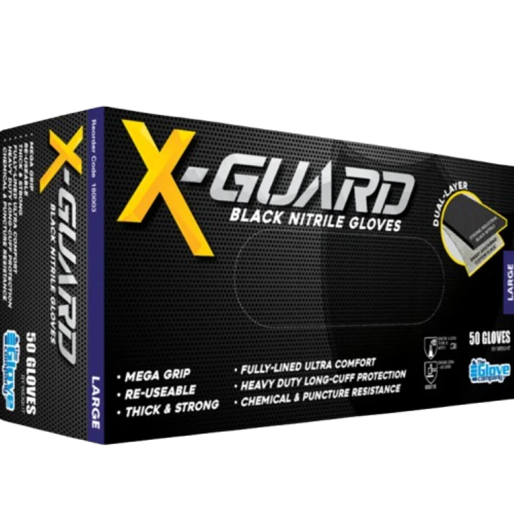 X Guard Black Nitrile Gloves