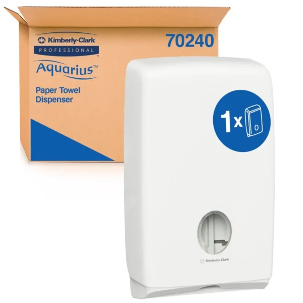 AQUARIUS 70240 Compact Hand Towel Dispenser, White Lockable ABS Plastic, Compatible with 4440, 5855, 5856 & 4444 Codes