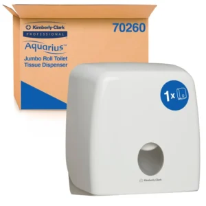 AQUARIUS 70260 Jumbo Roll Toilet Tissue Dispenser, White Lockable ABS Plastic, Compatible with 4781, 4782, 5748 & 5749 Codes