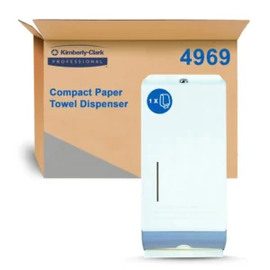 KCP 4969 Compact Hand Towel Dispenser, White & Grey Lockable Metal, Compatible with 4440, 5855, 5856 & 4444 Codes