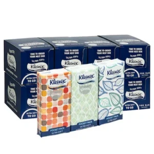KLEENEX 0201 Pocket Pack Facial Tissue, White 4 Ply, 9 Tissues/Pack, 144 Packs/Case