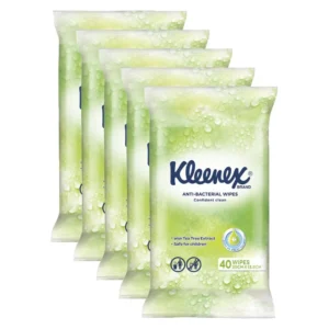 KLEENEX 21290 Anti Bacterial Wet Wipes, 20cm x 13.90cm 40 Sheets/Pack, 5 Packs/Case