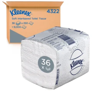 KLEENEX 4322 Soft Interleaved Toilet Tissue, White 2 Ply, 250 Sheets/Pack, 36 Packs/Case