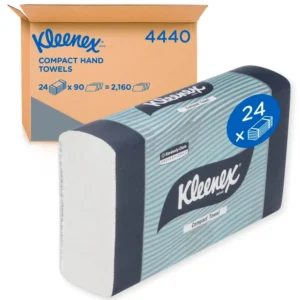 KLEENEX 4440 Compact Hand Towel, White 29.5cm x 19cm, 90 Towels/Pack, 24 Packs/Case