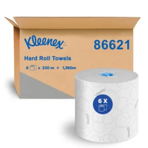 KLEENEX 86621 Hard Roll Towel White with elevated design, 230 Meters/Roll, X 6 Rolls/Case, FSC MIX 70%