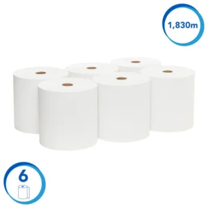 SCOTT 1005 Hard Roll Hand Towel, White 1 Ply, 305 Metres/Roll, 6 Rolls/Case