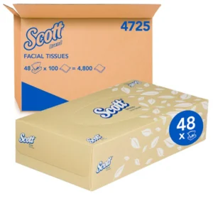 SCOTT 4725 Facial Tissue, White 2 Ply, 100 Tissues/Pack, 48 Packs/Case