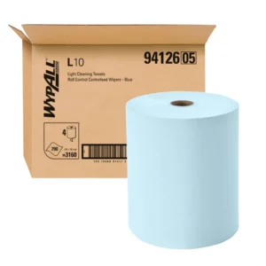 WYPALL 94126 L10 Roll Control Centrefeed Wiper, Blue 18cm x 38cm, 790 Wipers 300 Meters/Roll, 4 Rolls/Case