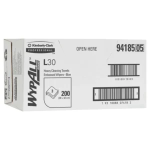 WYPALL 94185 L30 Embossed Wiper, Blue 3 Ply 42cm x 39cm, 200 Wipers/Case