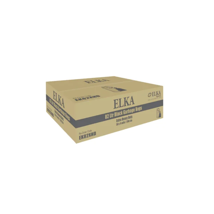 ELKA 82L Ultra Extra Heavy Duty Black Garbage Bags
